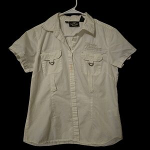 Harley-Davidson Women's White Utility Shirt Size L | Embroidered Logo